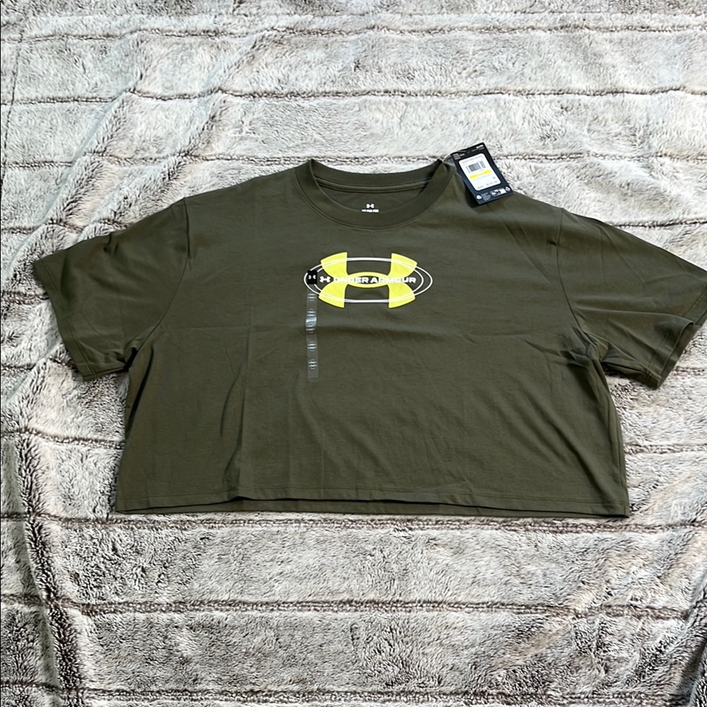 Under Armour Khaki Green Shirt with Bright Yellow Details